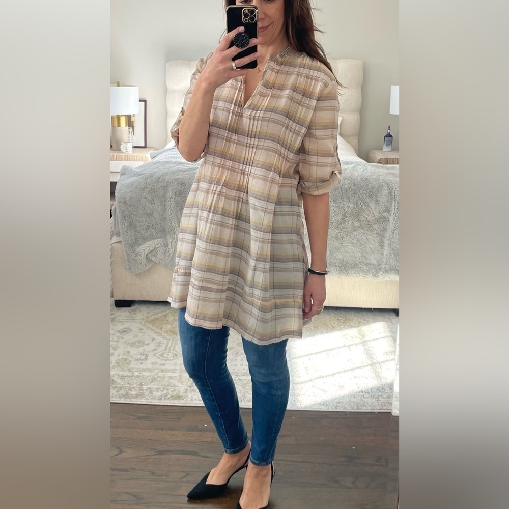 CP Shades Plaid Tunic in Cream and Tan